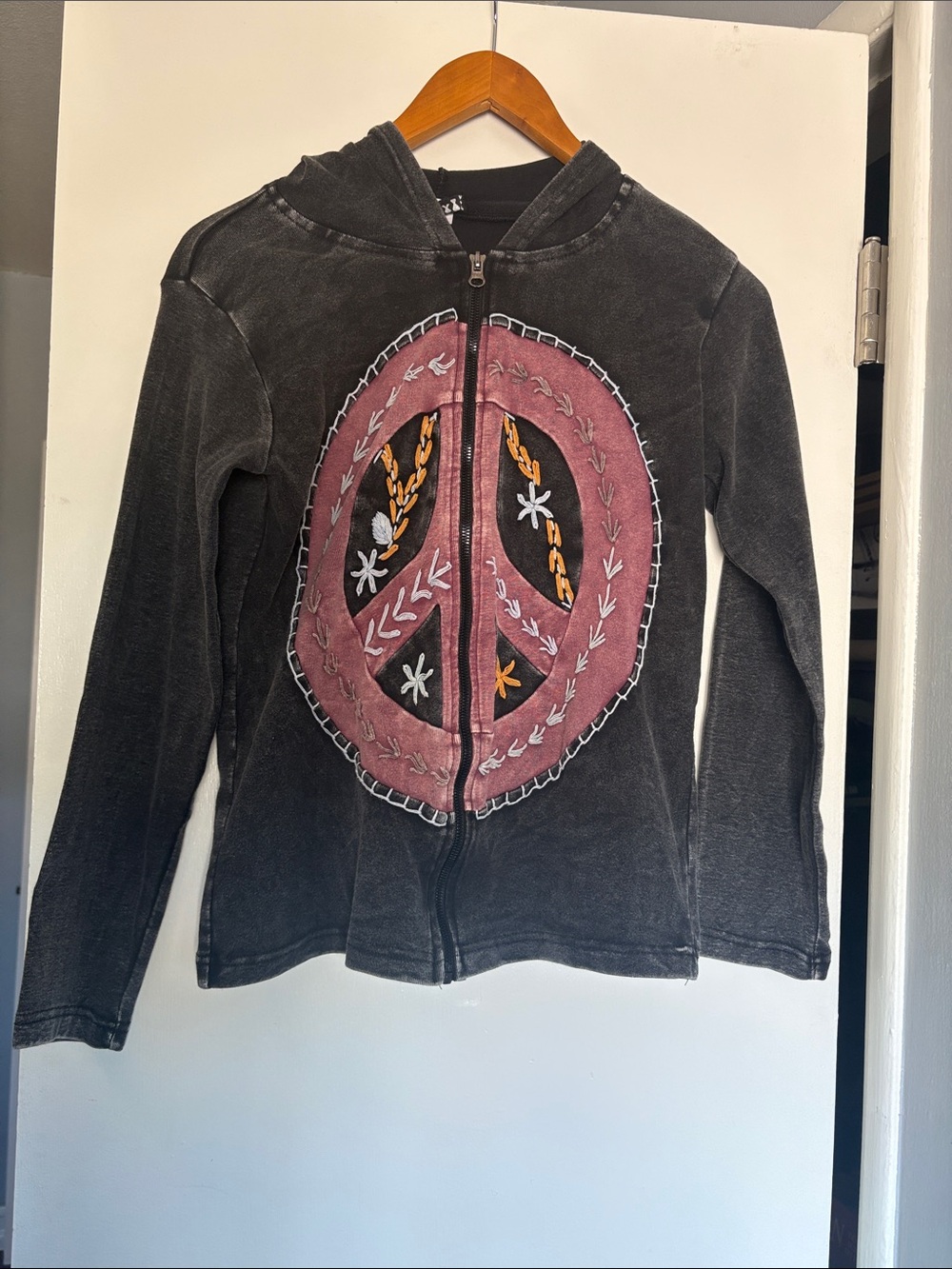 Jayli Peace Zip Up Sweatshirt